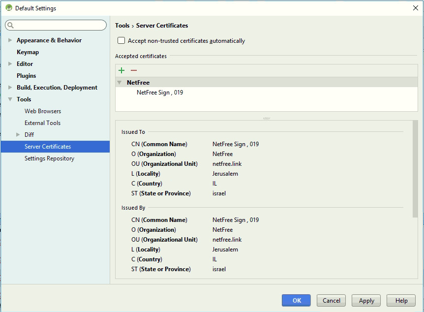 Installation of certificate in Android Studio – ויקי נטפרי